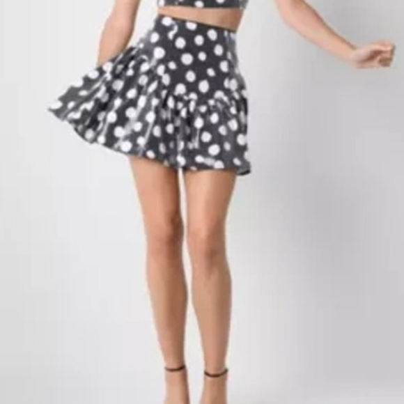 Chic Polka Dot Skater Skirt - Black and White - Picture 1 of 4